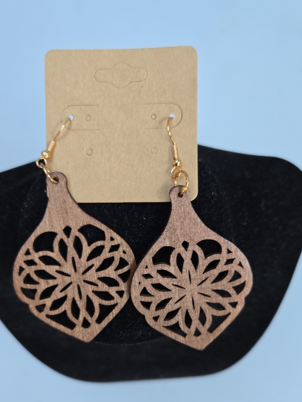 Wooden Filigree Drop Earrings